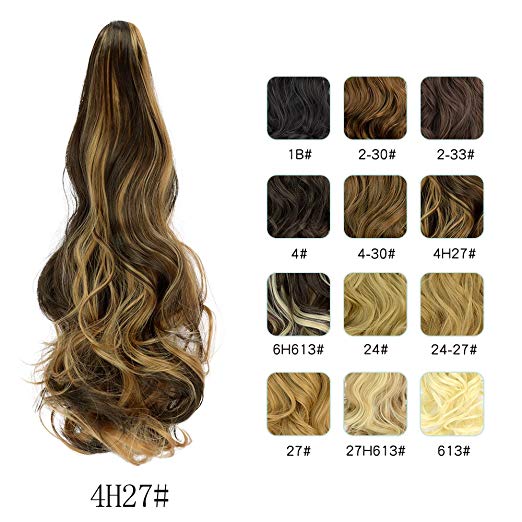 20〞Claw Ponytail Clip in Hair Extensions Hairpiece Synthetic Light Curly Soft Silky Nature Looking Heat-Resisting Different Colors for Women Fashion and Beauty-4H27#
